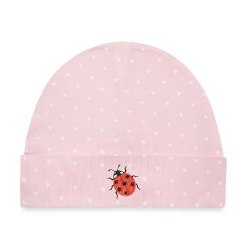 Siebenfleckige Marienkäfer Buntstiftzeichnung - Baby Premium Organic Mütze - Rosa/Weiße Punkte - Vorne