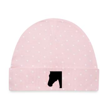 Pferd Punkte - Baby Premium Organic Mütze - Rosa/Weiße Punkte - Vorne