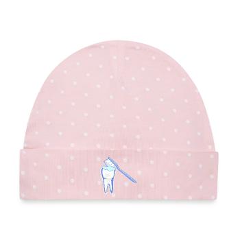 Zahnputz Helden Design - Baby Premium Organic Mütze - Rosa/Weiße Punkte - Vorne
