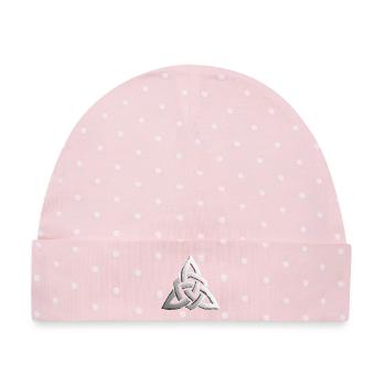 Keltischer Triadenknoten - Baby Premium Organic Mütze - Rosa/Weiße Punkte - Vorne