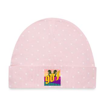 90s Neunziger Jahre - Baby Premium Organic Mütze - Rosa/Weiße Punkte - Vorne