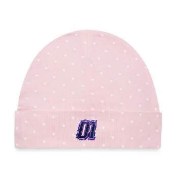 Neon 01 Carbonoptik Logo - Baby Premium Organic Mütze - Rosa/Weiße Punkte - Vorne