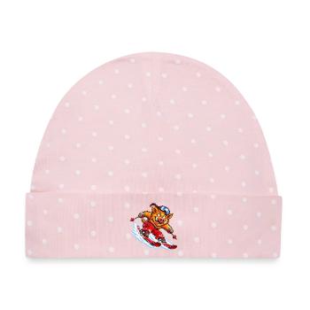 Pistensau - Lustiges skifahrendes Wildschwein - Baby Premium Organic Mütze - Rosa/Weiße Punkte - Vorne