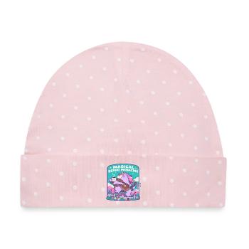 Magische Einhorn vor Bedrohung - Baby Premium Organic Mütze - Rosa/Weiße Punkte - Vorne