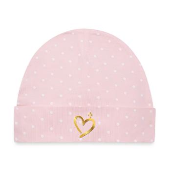 Verehrungskreuz Herz - Baby Premium Organic Mütze - Rosa/Weiße Punkte - Vorne