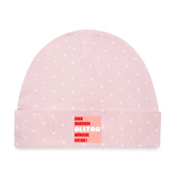 Mausiger Alltag Glückwünsche - Baby Premium Organic Mütze - Rosa/Weiße Punkte - Vorne