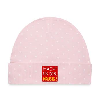 MAUSIGES LEBEN LEBENSMOTTO - Baby Premium Organic Mütze - Rosa/Weiße Punkte - Vorne