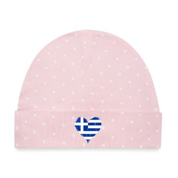 Griechenland Herzflagge Grunge - Baby Premium Organic Mütze - Rosa/Weiße Punkte - Vorne