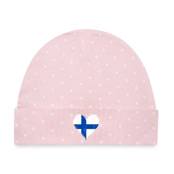 Finnland Herzflagge Grunge - Baby Premium Organic Mütze - Rosa/Weiße Punkte - Vorne