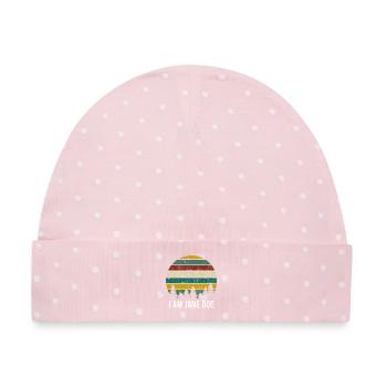 ICH BIN JANE DOE Ich stehe mit Frauen und Unterstützung: Retro - Baby Premium Organic Mütze - Rosa/Weiße Punkte - Vorne