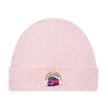 Kawaii Feuerwehr mit Regenbogen und Rauch Shirt - Baby Premium Organic Mütze - Rosa/Weiße Punkte - Vorne