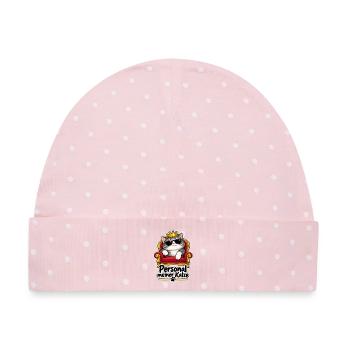 Katze – Personal meiner Katze - Baby Premium Organic Mütze - Rosa/Weiße Punkte - Vorne