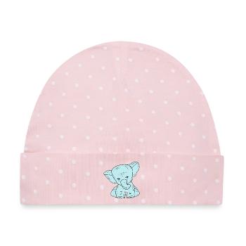 Blaue Linie zeichnender Elefanten - Baby Premium Organic Mütze - Rosa/Weiße Punkte - Vorne