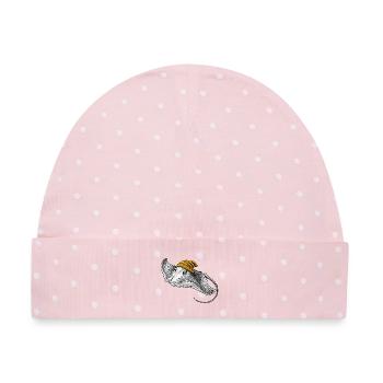 Stachelrochen mit gelber Mütze - Baby Premium Organic Mütze - Rosa/Weiße Punkte - Vorne