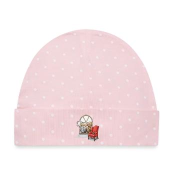 Vogelduett am Fenster - Baby Premium Organic Mütze - Rosa/Weiße Punkte - Vorne