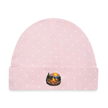 Lagerfeuer am Bergsee - Baby Premium Organic Mütze - Rosa/Weiße Punkte - Vorne