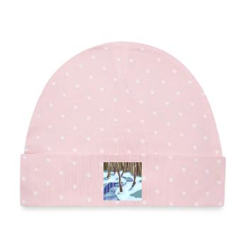 Pastell-Stil Winterwald - Baby Premium Organic Mütze - Rosa/Weiße Punkte - Vorne