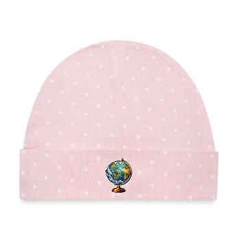 Weltkugel Retrostand - Baby Premium Organic Mütze - Rosa/Weiße Punkte - Vorne