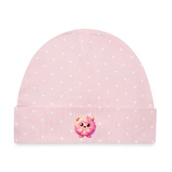 Pink Fluff Monster Kuschelheld - Baby Premium Organic Mütze - Rosa/Weiße Punkte - Vorne