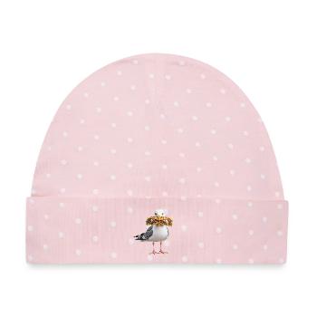 Silbermoewe-mit-Doener Möwe - Baby Premium Organic Mütze - Rosa/Weiße Punkte - Vorne