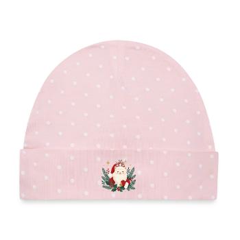 Weihnachtskatze mit Mäusen - Baby Premium Organic Mütze - Rosa/Weiße Punkte - Vorne