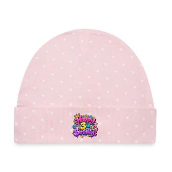 Herzlichen Glückwunsch zum 3. Geburtstag Graffiti: Pink Party Queen! - Baby Premium Organic Mütze - Rosa/Weiße Punkte - Vorne