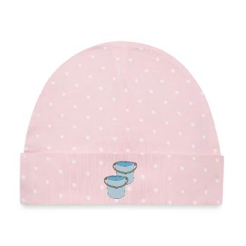 Kreative Eimer Design für Outdoor Aktivitäten - Baby Premium Organic Mütze - Rosa/Weiße Punkte - Vorne