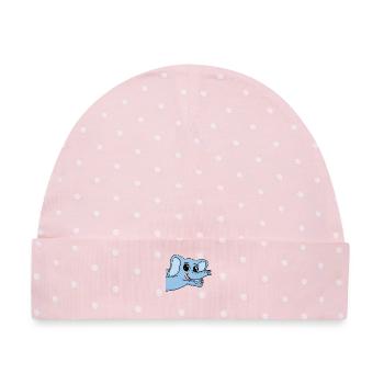 Elefant Gruß Begrüßung - Baby Premium Organic Mütze - Rosa/Weiße Punkte - Vorne