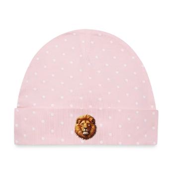 Löwe - Baby Premium Organic Mütze - Rosa/Weiße Punkte - Vorne