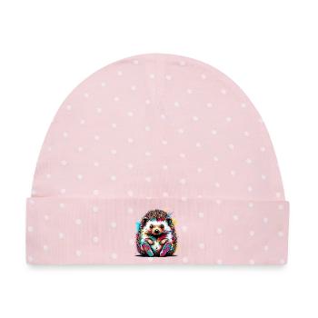 Igel mit Sportschuhen Sneaker Turnschuhe Turnschuhe - Baby Premium Organic Mütze - Rosa/Weiße Punkte - Vorne