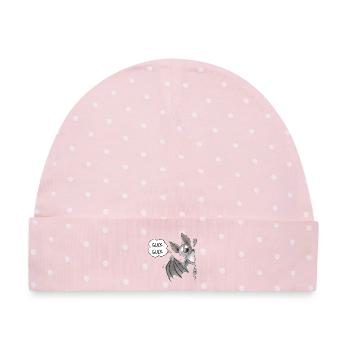 Guck Guck Fledermaus Cartoon Flughund - Baby Premium Organic Mütze - Rosa/Weiße Punkte - Vorne