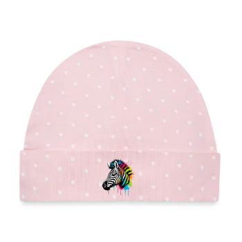 Zebra - Baby Premium Organic Mütze - Rosa/Weiße Punkte - Vorne