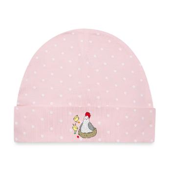 Huhn im Nest Ostern - Baby Premium Organic Mütze - Rosa/Weiße Punkte - Vorne