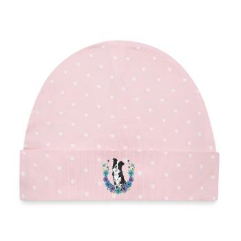 Border Collie Blumen - Baby Premium Organic Mütze - Rosa/Weiße Punkte - Vorne