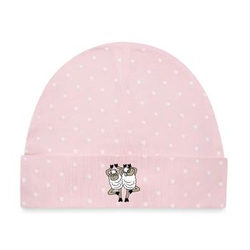 Schaf Paar Verärgert Gestört Baum Pose Yoga Rempel - Baby Premium Organic Mütze - Rosa/Weiße Punkte - Vorne