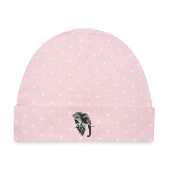 Elefant und Tempel in Collage - Baby Premium Organic Mütze - Rosa/Weiße Punkte - Vorne