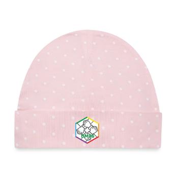 DM-Logo 2026_new - Baby Premium Organic Mütze - Rosa/Weiße Punkte - Vorne