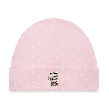 Schweigsamer Koala mit Büchern - Baby Premium Organic Mütze - Rosa/Weiße Punkte - Vorne