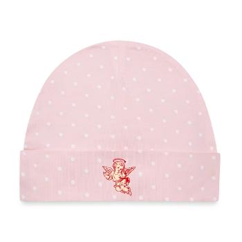 Rock Cherub – Engel mit Metal-Handzeichen - Baby Premium Organic Mütze - Rosa/Weiße Punkte - Vorne