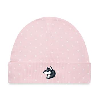 Moderne Wolf-Sonnenbrillen - Baby Premium Organic Mütze - Rosa/Weiße Punkte - Vorne