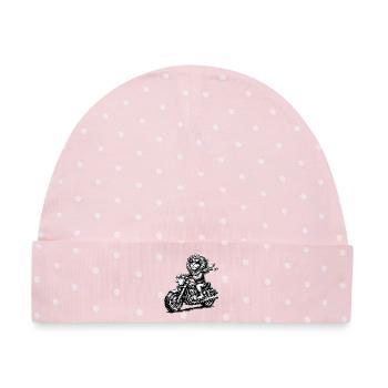 Affe auf Motorrad Schal - Baby Premium Organic Mütze - Rosa/Weiße Punkte - Vorne