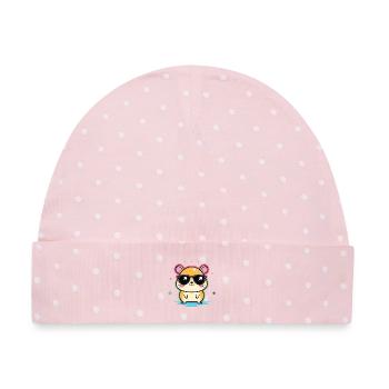 Hamster-Cool-Brille und Konfetti - Baby Premium Organic Mütze - Rosa/Weiße Punkte - Vorne
