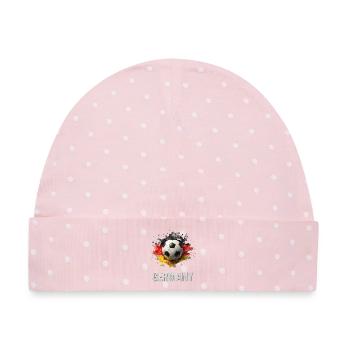 Germany Fußballfarben Splash - Baby Premium Organic Mütze - Rosa/Weiße Punkte - Vorne