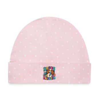 Kavallerier King Charles Spaniel - Baby Premium Organic Mütze - Rosa/Weiße Punkte - Vorne