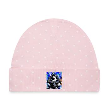Gorilla - Baby Premium Organic Mütze - Rosa/Weiße Punkte - Vorne