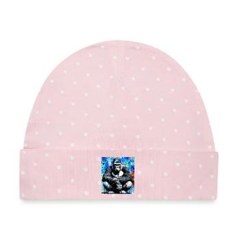 Gorilla - Baby Premium Organic Mütze - Rosa/Weiße Punkte - Vorne