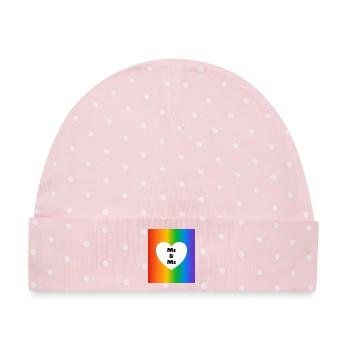 Frau & Frau Pride Heart on Rainbow – lesbische Hochzeit - Baby Premium Organic Mütze - Rosa/Weiße Punkte - Vorne