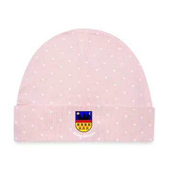 SIebenbürger-Sachsen Wappen "Siebenbürgen" W - Baby Premium Organic Mütze - Rosa/Weiße Punkte - Vorne