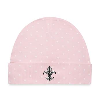 stilisierte Schwertlilie - Fleur-de-Lys - Baby Premium Organic Mütze - Rosa/Weiße Punkte - Vorne