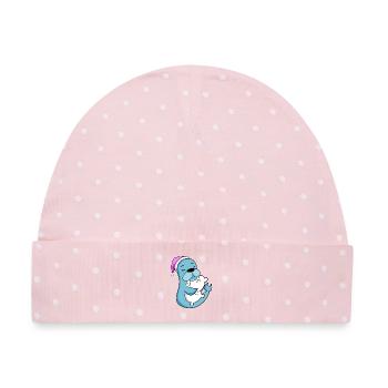 Seelöwe mit Kissen und Schlafmütze - Baby Premium Organic Mütze - Rosa/Weiße Punkte - Vorne